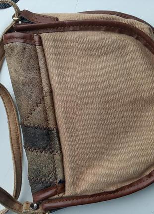 Кожаная  кремово- коричневая сумочка3 фото