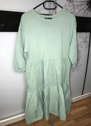 Плаття zara красивий фісташковий колір 100% коттон