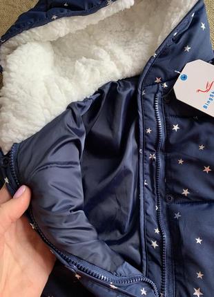 Тепла курточка єврозима, 90 см синя з зірочками 1,5-2года5 фото