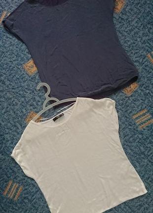 Стильная шелковая блуза, спинка трикотаж hallhuber/ базовая футболка3 фото