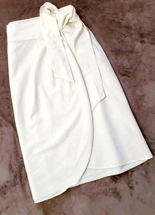 Zara новая коллекция льняная юбка миди на запах с запахом м льон лен