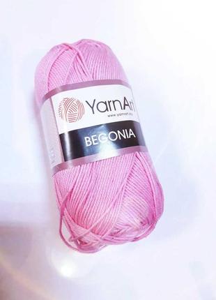 Пряжа бегонія begonia yarnart 100% бавовна №5046 рожева нитки бавовняні для в'язання1 фото