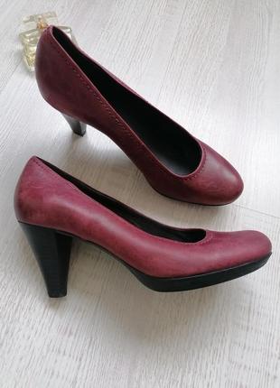 🌹шкіряні туфлі - човники відтінку бардо 🌹туфлі кожані базові
