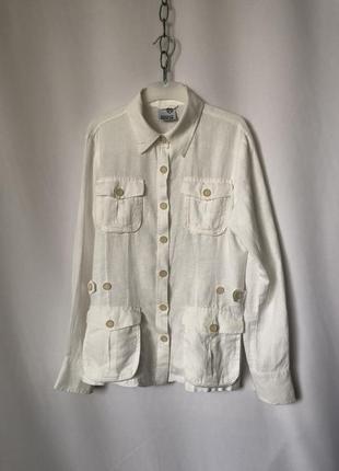 Вінтаж біла сафарі-сорочка льон з віскозою4 фото