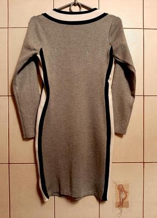 Сіре трикотажне плаття-туніка з лампасами3 фото