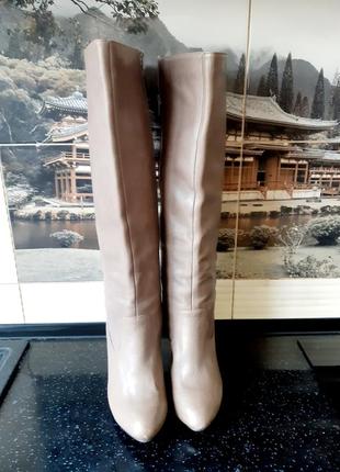 Высокие кожаные сапоги ботфорты натуральная кожа  сапоги трубы2 фото