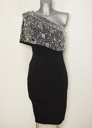 Ексклюзивне плаття на одне плече з декоративною обробкою8 фото
