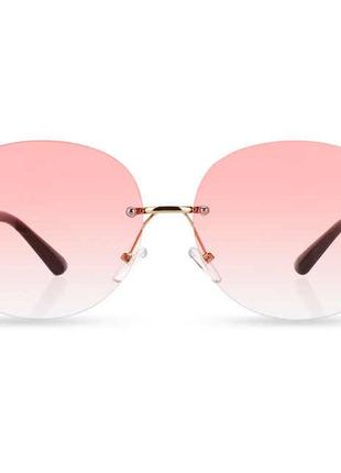 Очки безрамные с розовым градиентом со стразами солнцезащитные женские2 фото