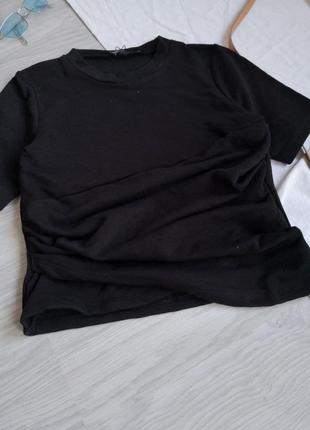 Чорна флісова футболка для вагітних3 фото