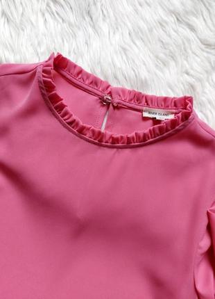 Розовая блуза с рюшами красивая блузка river island рукава клеш3 фото