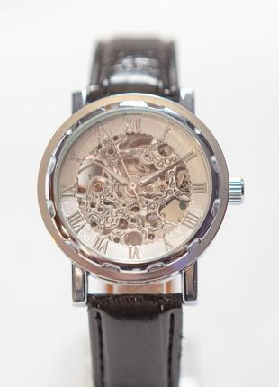 Часы мужские механические skeleton classic silver ручной подзавод2 фото