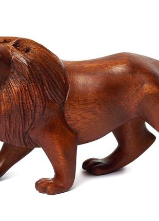 Статуэтка лев деревянная резная длина 20см