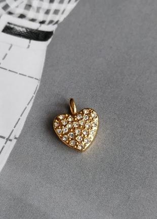 Подвеска кулон в виде сердца сердце с кристаллами золотого серебряного цвета на цепочку цепь сваровски swarovski3 фото