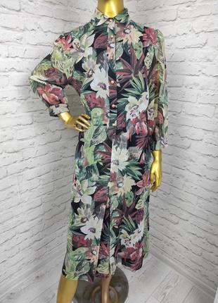 Хлопковое винтажное платье в цветы р.12(л) можно и хл