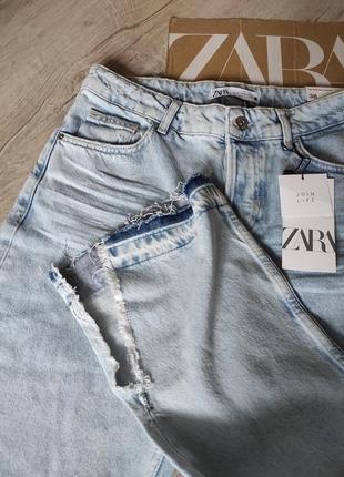 Zara джинси прямі з розрізами z1975 full length блакитні нові розмір 387 фото