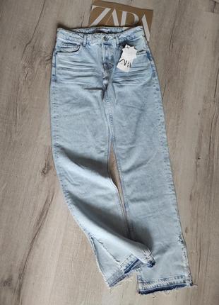 Zara джинси прямі з розрізами z1975 full length блакитні нові розмір 388 фото