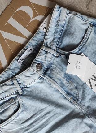 Zara джинси прямі з розрізами z1975 full length блакитні нові розмір 389 фото