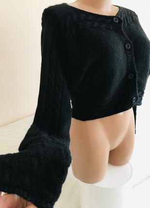 Классный стильный шерстяной мохеровый свитер кардиган 🖤6 фото
