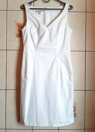 Натуральное белоснежное платье футляр из хлопка/вискоза