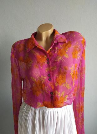 Блуза из 100% шелка, цветочный принт.1 фото