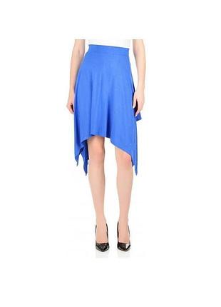 Юбка, женская, углами, трикотаж, синяя, стрейч, асимметрия, c&a, размер m, 8626
