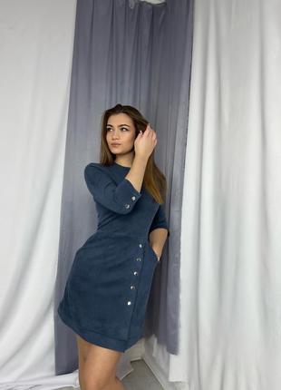 Замшева сукня з карманами4 фото