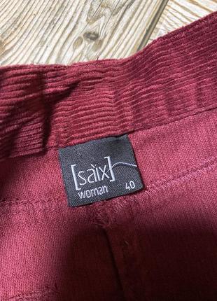 Оригинальная вельветовая юбка с разрезами по бокам, марсала saix3 фото