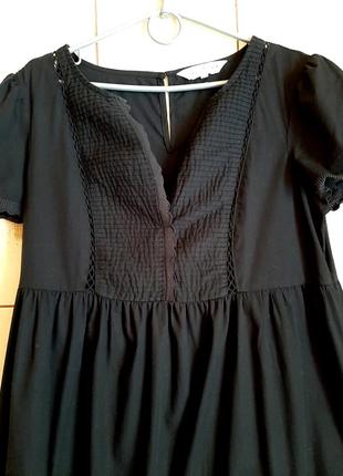 Натуральное черное ярусное платье миди из 100% хлопка10 фото