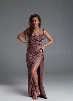 Длинное платье на брителях с разрезом сбоку ручная работа по индивидуальным меркам