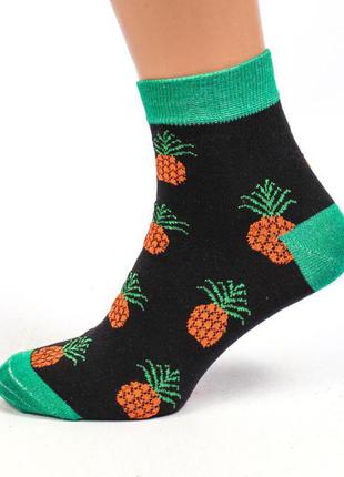 Шкарпетки жіночі ананас чорні1 фото