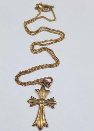 Крестик золотой цвет на цепочке