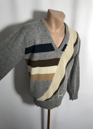 Винтаж колорблок джемпер с мысом серый плюс беж pringle of scotland