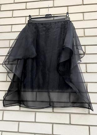 Черная юбка из органзы карандаш кружево,воланы,рюши5 фото