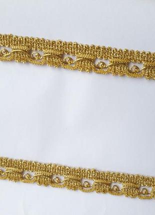 Тесьма декоративная золотая тесьма люрекс с золотом зубчики 1,5 см см3 фото