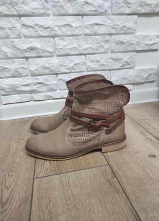 Vero cuoio осенние кожаные ботинки с перфорацией 37 р светло коричневые 24 см2 фото