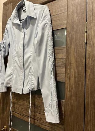 Рубашка, блуза, присобрана на завязочках, можно регулировать под себя степень складочек, 100% коттон, 202210 фото