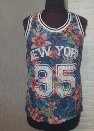 Майка, футболка сетка new york,  zara trafaluc, s