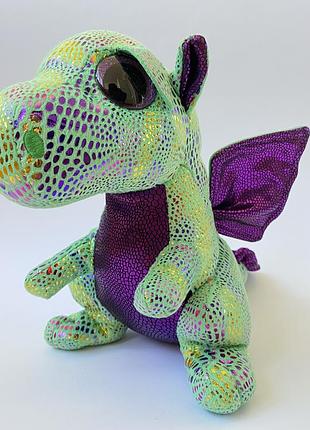 Мягкая игрушка дракон cinder зелёного цвета блестящий