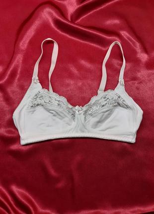 Идеальный розовый пудровый кружевной хлопковый бюстгальтер лифчик бра без паролона и косточек на шыроких бретелях чашка d однотонный