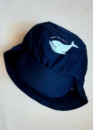 Пляжна кепка панамка з захистом білий кит h&m (швеція на 3-6 місяців (40-44см)2 фото