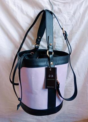 Кожаная сумка ведро цилиндр а. bellucci италия натуральная кожа відро1 фото