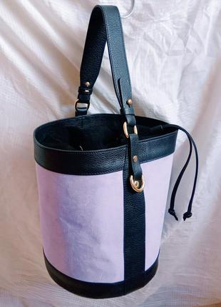 Кожаная сумка ведро цилиндр а. bellucci италия натуральная кожа відро3 фото