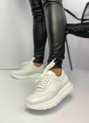 Новинка 💣 білі натуральні шкіряні кросівки