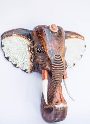 Маска настінна дерев’яна голова слона висота 50см