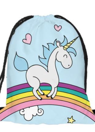 Рюкзак мішок сумка з принтом для змінного взуття одягу єдинороги unicorn