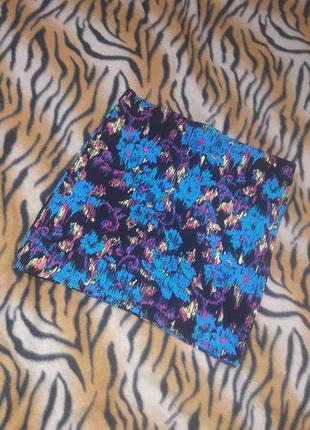 Летняя юбка трикотажная  цветной расцветки1 фото