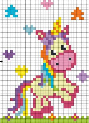 Алмазная вышиивка. картинка-наклейка единорожек