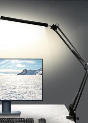 Настольная led лампа на струбцине forlock черная 10 вт2 фото