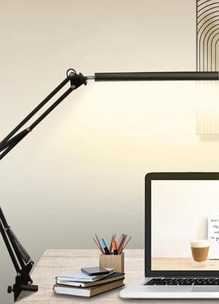 Настольная led лампа на струбцине forlock черная 10 вт6 фото