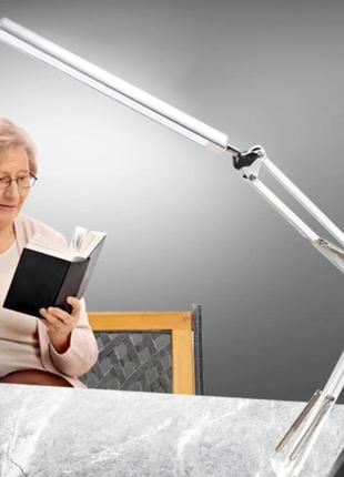 Настольная led лампа на струбцине forlock белая 10 вт3 фото